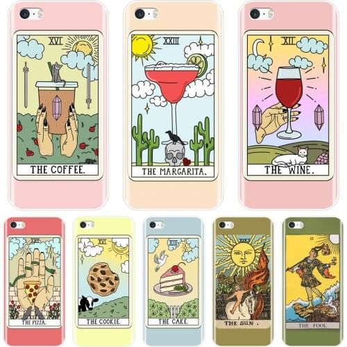 Soft Silicone Phone Case For Apple iPhone 5 S 5C 5S SE Egypt Tarot Food Sun Pink Red Back Cover For iPhone 4 S 4S Case