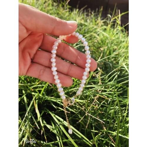 New Natural Freshwater Baroque Pearl Fashion Simple Bracelet For Women Wedding Party Gift Eco Brass Endding with 14k Real Gold