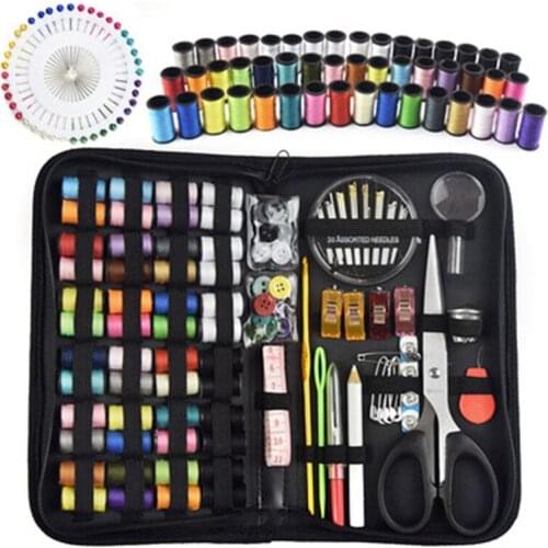 128pcs Portable Travel Small Home Sewing Kit Case Needle Thread Scissor Set Embroidery Threads Sewing Needle Craft Sewing Set