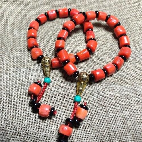 Optimize the coral conformal cylindrical wheel barrel bead bracelet retro ethnic couple style wholesale bright color retro fashi