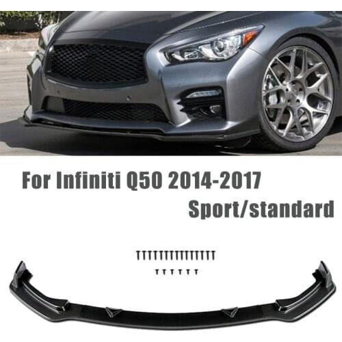 Front Bumper Lip Spoiler for Infiniti Q50 2014-2017 Carbon Fiber Bumper Diffuser Splitter Protector Car Modification Body Kit
