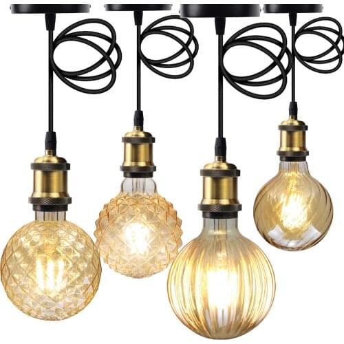 TIANFAN Pendant Light Cord Industrial Edison Pendant Light Kit 4W 220V LED Vintage One-Light E26/E27 Lamp Socket Adjustable 1.5M