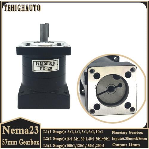 Step-down Gearbox Nema 23 Planetary Gearbox Gear Speed Reducer Ratio 3/1,5/1,10/1~216/1 Nema23 Stepper Motor Reducer Decelerator