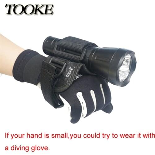 TOOKE Durable Light Holder Soft Glove Soft handmount for SCUBA Dive Diving Underwater Led Torch Flashlight