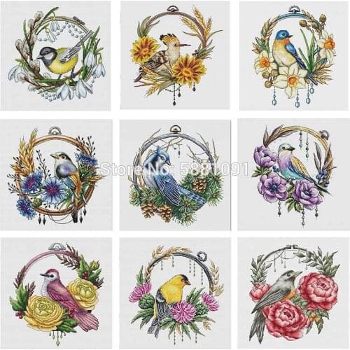 Bird on garland patterns Counted Cross Stitch 11CT 14CT DIY Chinese Cross Stitch Kits Embroidery Needlework Sets home decor