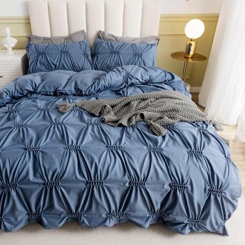 Blue Pinch Pleat Art Work Bedding Set 2021 New Luxury Bed Linen With Pillowcase 220x240 Quil Cover Home Textile