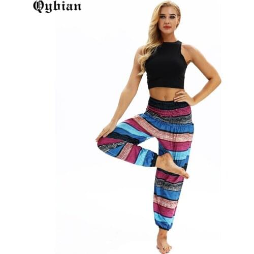 Thai Pants Baggy Harem Trousers Color stripe Unisex Women Man Drawstring Hippy Leg Wide Pants One size