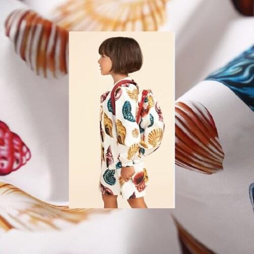 Spring and summer fashion custom sewing cloth conch parent-child clothing printed polyester cotton comfortable fabric D brand