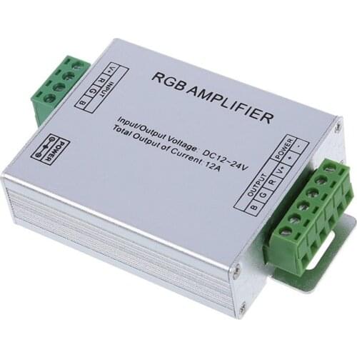 DC 12V-24V 12A RGB Amplifier 12A Data Signal Repeater 3CH Channels Circuit Aluminum Shell For RGB LED Lights Strip 12V 24V