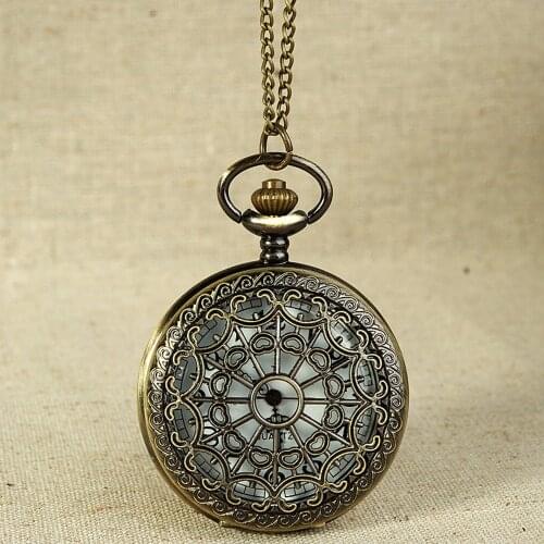 Vintage Mens Pocket Watch Bronze Tone Spider Web Design Chain Pendant Mens Pocket Watch Gift high quality classic Reloj 03