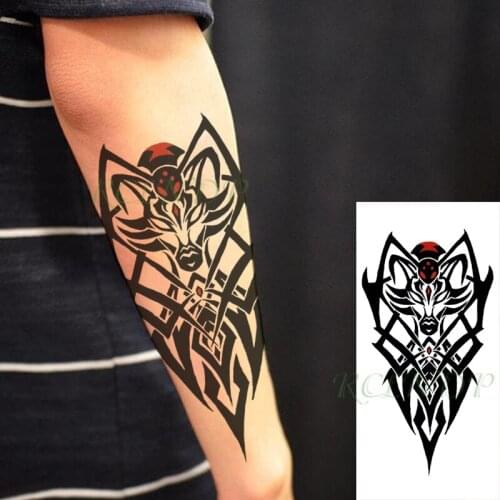 Waterproof Temporary Tattoo Sticker Fox Animal Head Totem Fashion Design Fake Tatoo Flash Tatto Arm Leg Body Art for Women Men