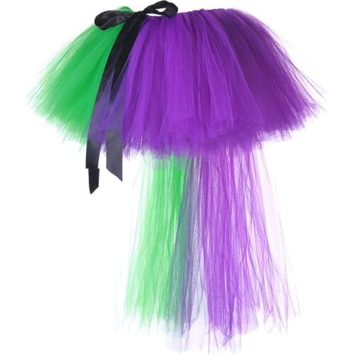 Green Purple High Low Tutu Skirt for Girls Kids Tailing Skirt Princess Girl Dance Fluffy Tutus Toddler Child Halloween Costumes