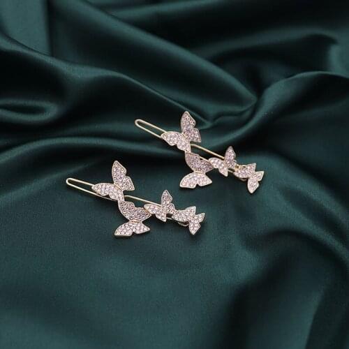 CZ Butterfly Hair Clip Hair Pins Hairpin Barrettes Crystal Bobby Pin Clamps Headwear for Women Girls Korean Hair Accessories
