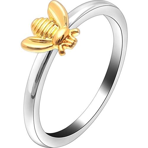 Hainon Cute Animal Gold Color Bee Finger Ring for Woman Silver Color Jewelry Party Engagement Simple Rings Christmas Gifts