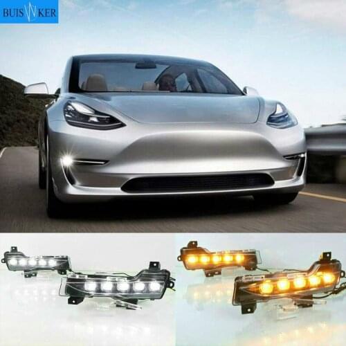 1Set Car LED DRL Daytime Running Light For Tesla Model 3 2017 2018 2019 2020