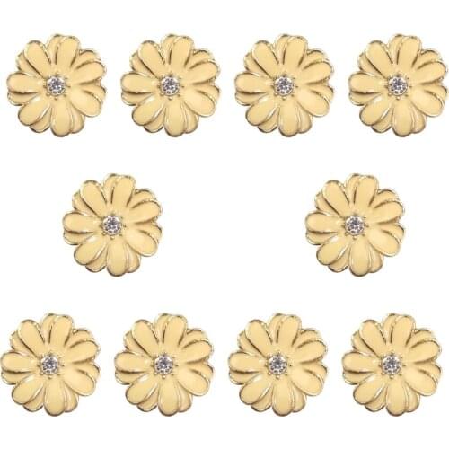 10pcs Crystal Flower Brooch Elegant Fashion Enamel Pin For Women Yellow K-POP Daisy Lapel Pins Wedding Jewelry Badge
