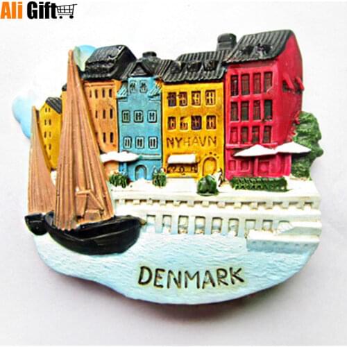 Aligift Denmark Creative Northern Copenhagen World Tourism Creative Resin Fridge Magnet Travel Souvenir Kitchen Home Decoration
