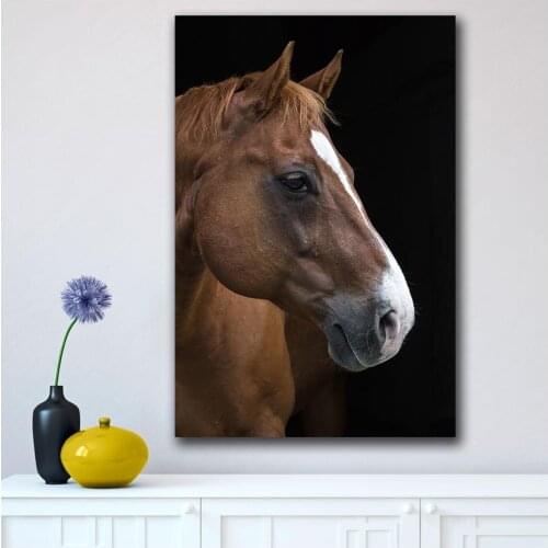 Large size Printing Portrait of a brown horse beautful wall art canvas print pictures for living room and bedroom No Frame