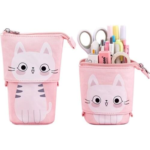 Cute Cat Pencil Case Kawaii Pencil Box Telescopic Pen Holder School Supplies Student Stationery Girl School Kit Trousse Scolaire