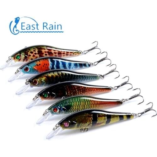 EastRain 9.7cm 10.5g 6pcs Painted Suspension Bait Freshwater Saltwater Fishing Lure SP Minnow Artificial Hard Bait Free Shipping