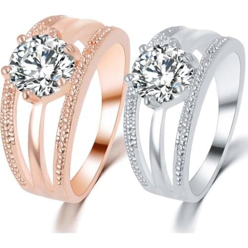 Elegant Women Rhinestone Inlaid Multi-layer Finger Ring Wedding Jewelry Gift