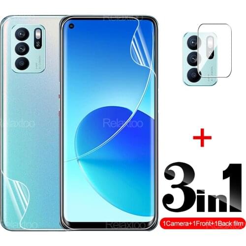 3 in 1 Hydrogel Film For Oppo Reno 6Z 6.4" Reno6 6 Z Safety Phone Explosiong-proof Full Cover Film Screen Protector Camera Glass