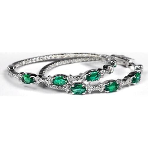 Huitan Chic Green/White Cubic Zirconia Women Hoop Earrings Delicate Accessories for Party Gift Good Quality Statement Jewelry