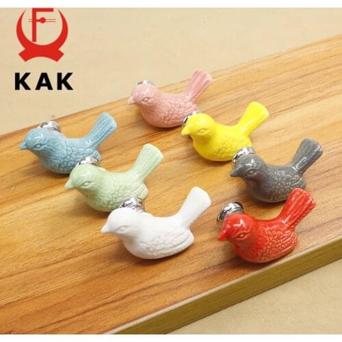 KAK 5pieces Peace Dove Ceramic Drawer Knobs Cartoon Bird Cabinet Cupboard Handles Novelty Fashion Furniture Handles Hardware