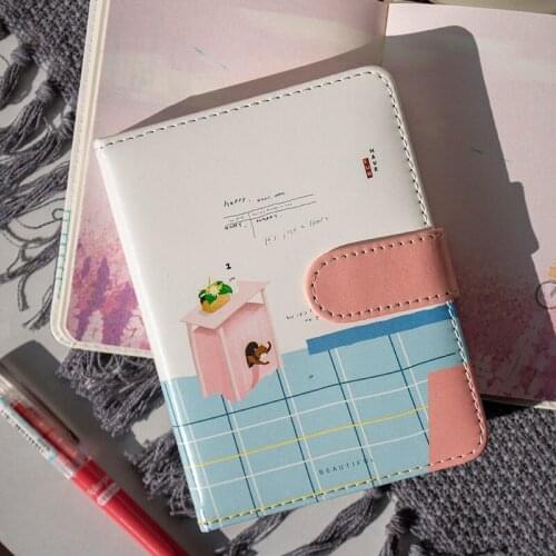 Pocket Planner Notebook Journal PU Leather Cover Magnetic Buckle Notepad Sketchbook Budget Book Kawaii Diary Office Accessories