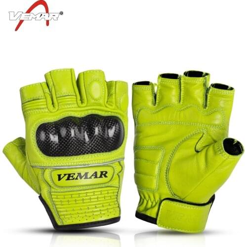 Summer motorcycle riding leather gloves motorcycle sheepskin half finger leather retro racing knight breathable fall prevention