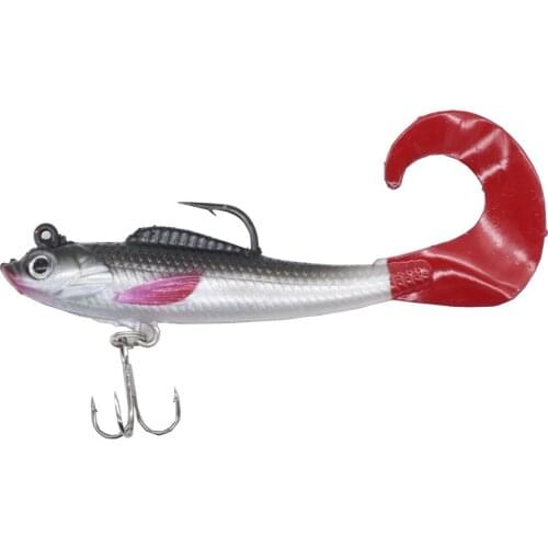 1pcs Soft Lead Fishing lures 9cm/9.3g Long tail Lifelike artificial silicone bait with Treble Hooks Swimbait Fishing Tackle