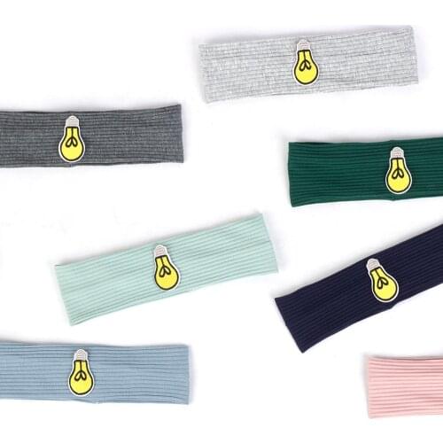 Solid Color Ribbed Kid Headband Soft Boy Girl Headwear Light Bulb Print Elastic Hairband 6 Months-3 Years Old Children Headwrap