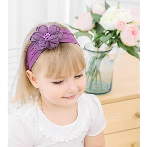 2pcs/lot Infant Headbands Double Lace Flower Nylon Knot Turban Headband For Girls Baby Headwear Baby Hair Accessories