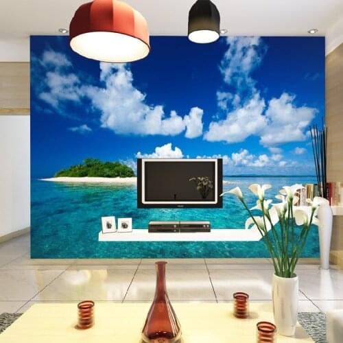 Natural Scenery Blue Sky and Sea 3d Wall Photo Mural Wallpaper for TV Background Living Room 3d Wall Murals Wall paper Fresco