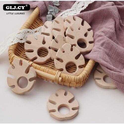 20Pc Baby Wooden Grade Teething Food For Baby Teeth Cartoon Leafe Shape Baby Wooden Teether Waldorf Toys Baby Teether