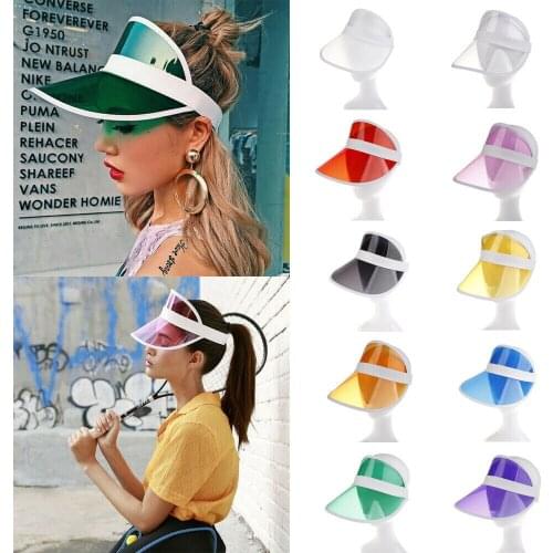 Women Man Transparent Summer Sun Visor Party Casual Clear Plastic Adult Sunscreen Cap Sunhat US Unisex outdoor Hat