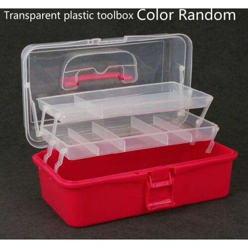 The Transparent Plastic Toolbox Medicine Box Color Random art box for studentart craft boxes for kids 1pc