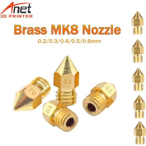 25PCS Anet MK8 3D Printer Nozzle 0.2/0.3/0.4/0.5/0.6mm Extruder Print Head For Makerbot Ultimaker 3D Printer 1.75MM