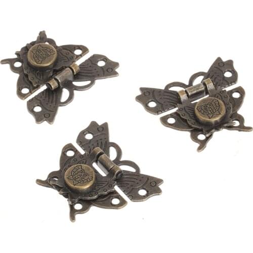 6Pcs 50x45mm Jewelry Chest Gift Wooden Suitcase Case Hasp Latch Antique Decorative Latch Hook Lock for Box W/Screw