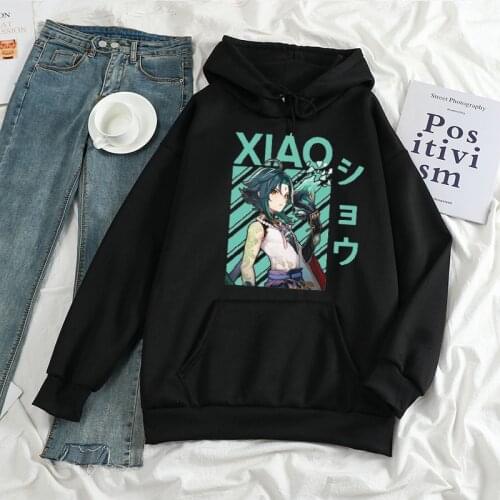 Anime Genshin Mpact Xiao Oversize Sweatshirt Kawaii Cartoons Hoodies Tee Top Clothes Hoody Winter Womens Vintage Punk Hoodies