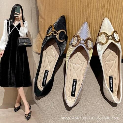 Spring/Autumn Shoes Flats 2021 Fashion Pointed Flat Ladies Shoes Comfortable Soft Female Casual Shoes Large Size 41 42 43