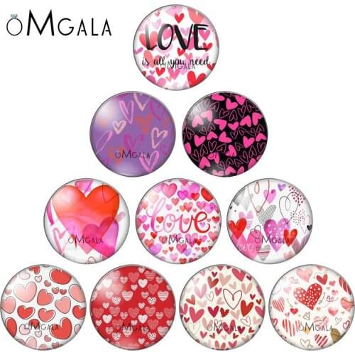 Red Love Heart Patterns Art Drawing Heart 12mm/14mm/18mm/20mm/25mm Round photo glass cabochon demo flat back Making findings