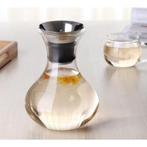 1/1.5L Transparent Glass Carafe With Stainless Steel Lid Water Carafe Gift Glass Jug Gifts Water Jug Simplicity Water Bottle