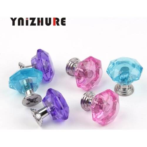 10pcs/set Drawer Furniture Knob Pull Handle Knob Cupboard Cabinet Drawer Fittings Diamond Crystal Shape Color Acrylic Material