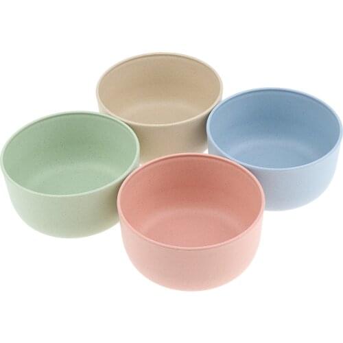 4pcs Outdoor Camping Picnic Bowl Anti Scald Colorful Wheat Fiber Tableware Dishware
