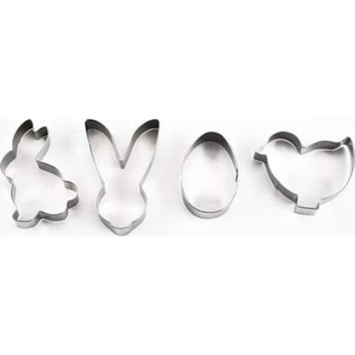4Pcs Stainless Steel Easter Cookie Cutters Non-stick Mini Biscuit Fondant Molds with Bunny Easter Egg for Kids Adults Baking