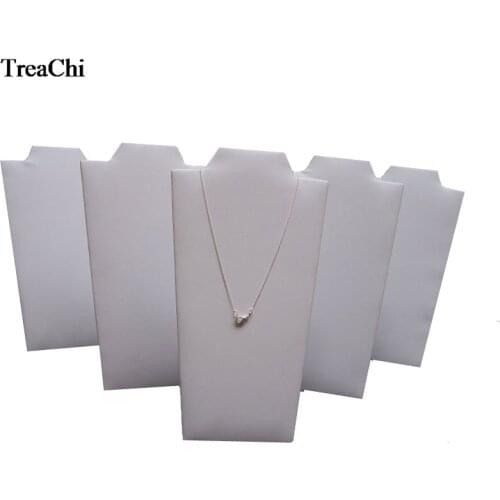 5Pcs/Lot White Faux Leather Necklace Easel Showcase Pendant Chain Jewelry Display Organizer Rack Necklace Storage Collar Stand