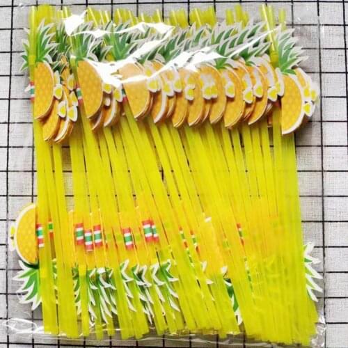 50Pcs Beverage Straws Eco-friendly Pineapple Shape PP BPA Free Disposable Straws for Home