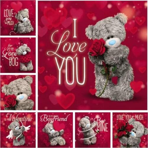 5D DIY Full Square/Round Drill Diamond Painting "Bear text" 3D Embroidery Cross Stitch 5D Home Decor Gift for new year