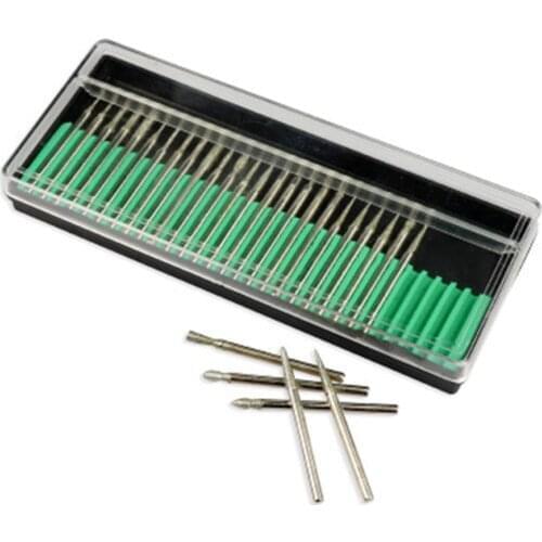 30 Pcs/set Diamond Point Burr Bits Drill Head Dremel Accessories Needle Tip Grinding Alloy Cylindrical Ball 3.0mm Shanks